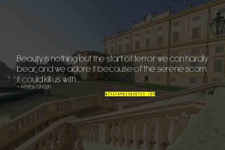 Serene Quotes By Amitav Ghosh: Beauty is nothing but the start of terror Serene Quotes By Amitav Ghosh: Beauty is nothing but the start of terror