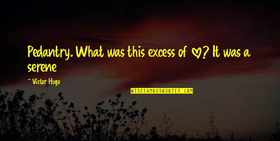 Serene Quotes By Victor Hugo: Pedantry. What was this excess of love? It Serene Quotes By Victor Hugo: Pedantry. What was this excess of love? It
