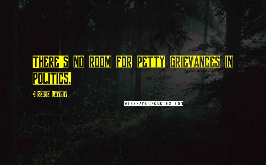 Sergei Lavrov quotes: There's no room for petty grievances in politics.