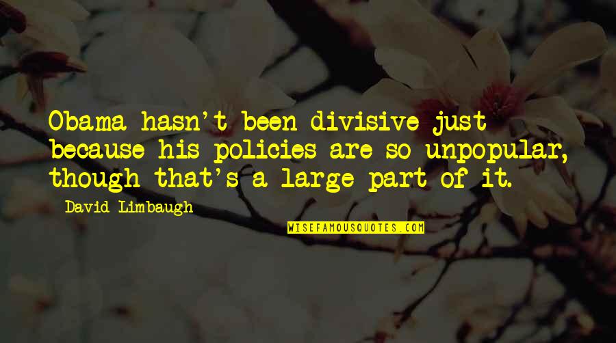 Seriah Academy Quotes By David Limbaugh: Obama hasn't been divisive just because his policies Seriah Academy Quotes By David Limbaugh: Obama hasn't been divisive just because his policies