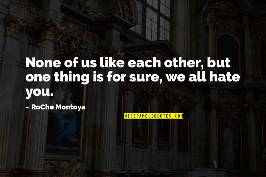 Series You Quotes By RoChe Montoya: None of us like each other, but one