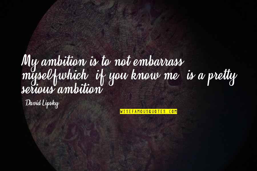 Serious If Quotes By David Lipsky: My ambition is to not embarrass myselfwhich, if Serious If Quotes By David Lipsky: My ambition is to not embarrass myselfwhich, if
