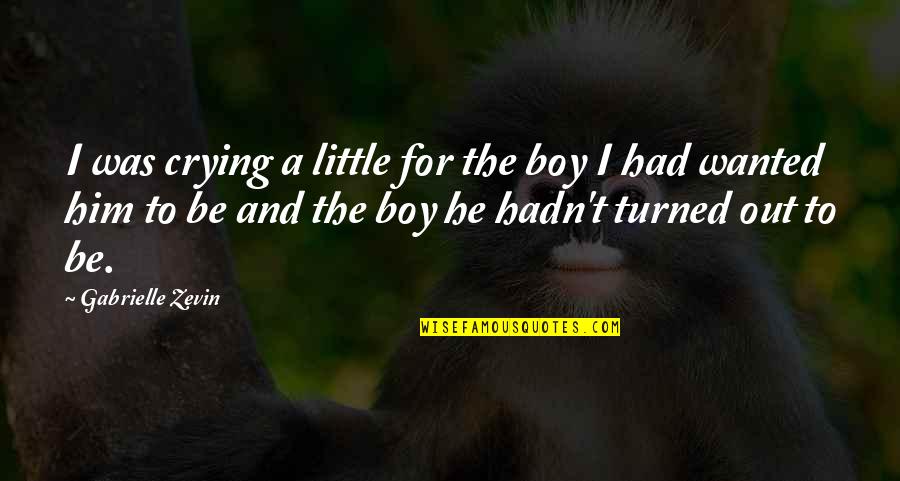 Serious Look Funny Quotes By Gabrielle Zevin: I was crying a little for the boy Serious Look Funny Quotes By Gabrielle Zevin: I was crying a little for the boy