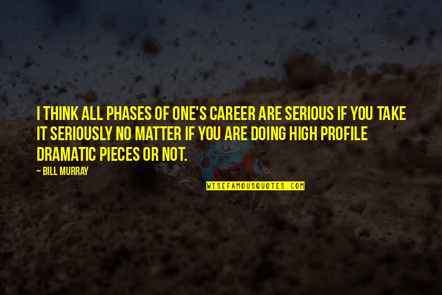Serious Matter Quotes By Bill Murray: I think all phases of one's career are Serious Matter Quotes By Bill Murray: I think all phases of one's career are
