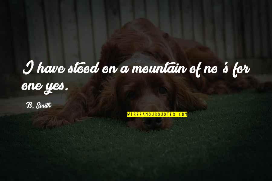 Sermos Pequenos Quotes By B. Smith: I have stood on a mountain of no's