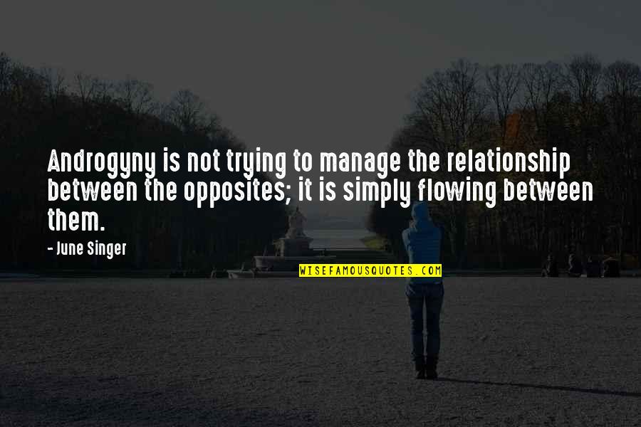 Serratura Mottura Quotes By June Singer: Androgyny is not trying to manage the relationship