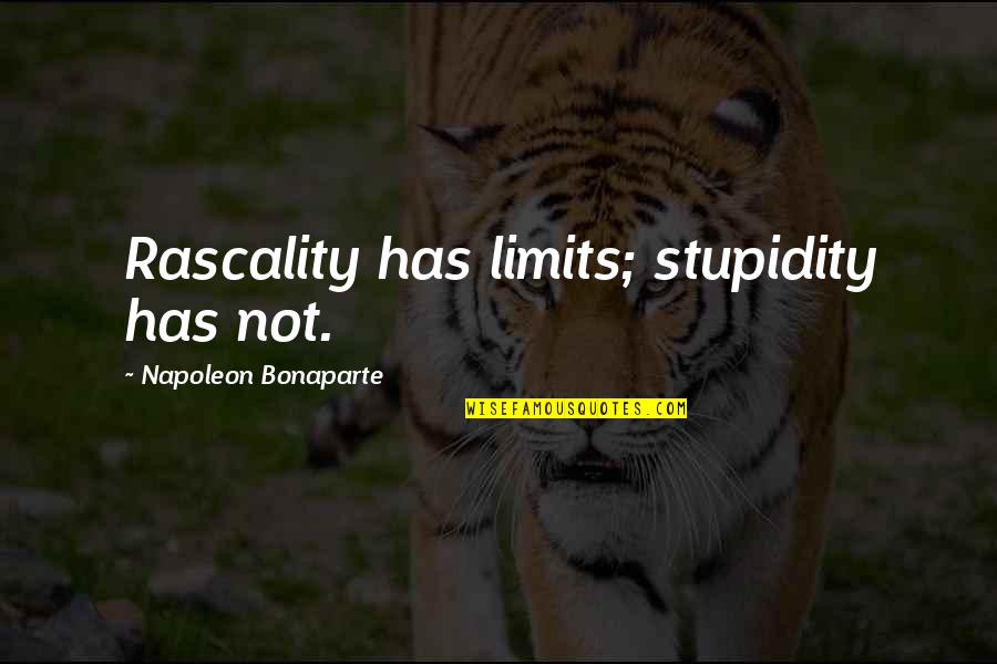 Serruya Capital Quotes By Napoleon Bonaparte: Rascality has limits; stupidity has not. Serruya Capital Quotes By Napoleon Bonaparte: Rascality has limits; stupidity has not.