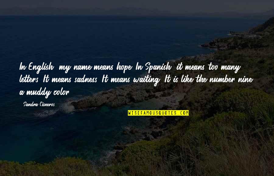 Sertraline Hcl Quotes By Sandra Cisneros: In English, my name means hope. In Spanish,