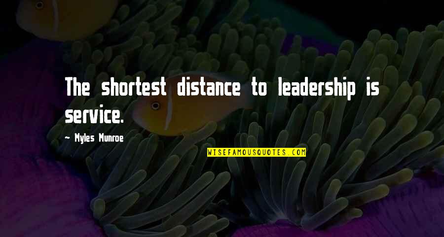 Service Leadership Quotes By Myles Munroe: The shortest distance to leadership is service.