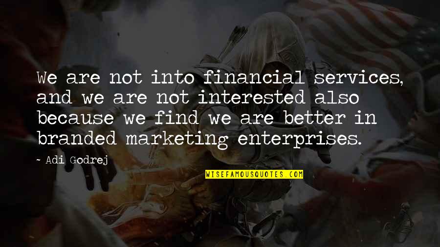 Services Marketing Quotes By Adi Godrej: We are not into financial services, and we