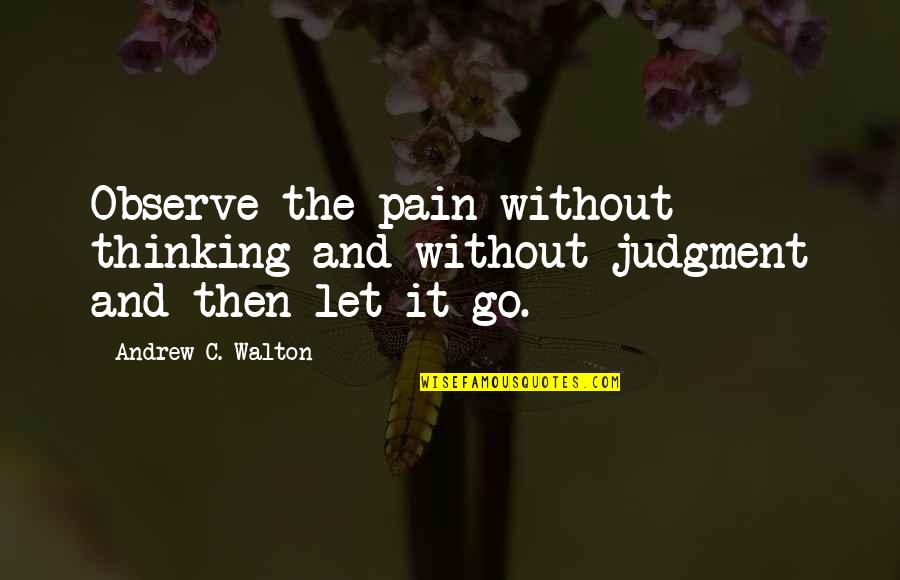Serviettes Quotes By Andrew C. Walton: Observe the pain without thinking and without judgment