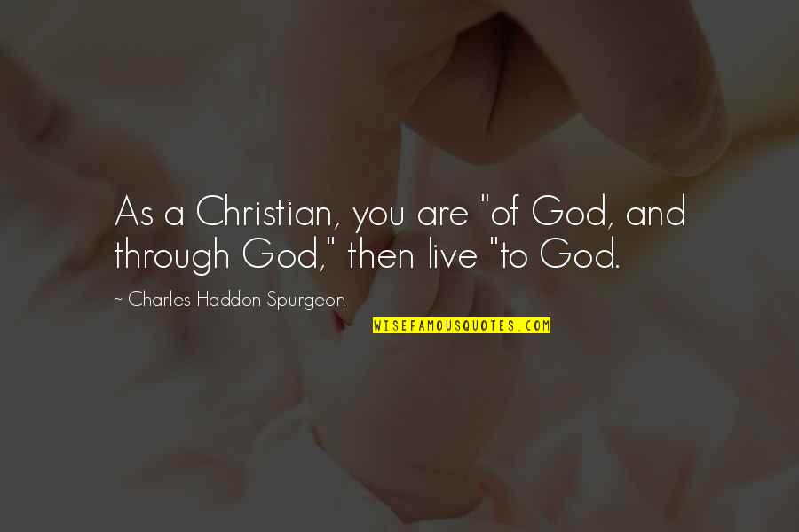 Seshachalam Quotes By Charles Haddon Spurgeon: As a Christian, you are "of God, and Seshachalam Quotes By Charles Haddon Spurgeon: As a Christian, you are "of God, and