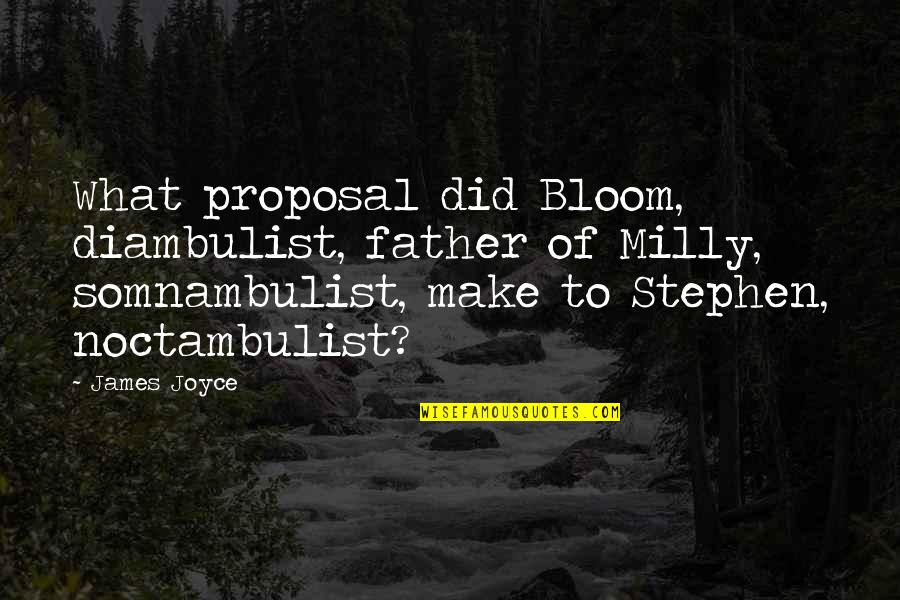 Seshat Quotes By James Joyce: What proposal did Bloom, diambulist, father of Milly,