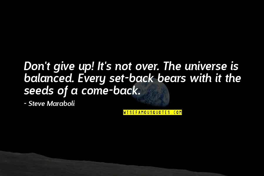 Set It Up Quotes By Steve Maraboli: Don't give up! It's not over. The universe