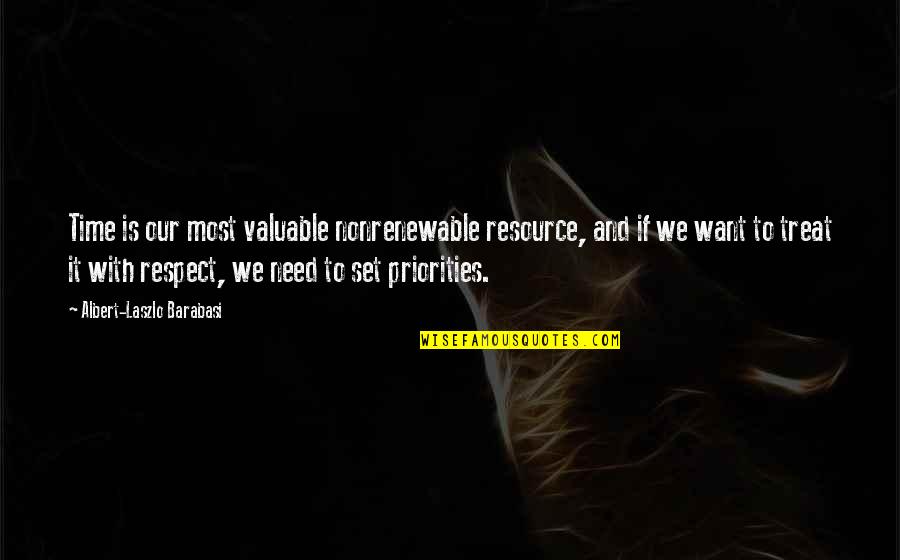 Set Priorities Quotes By Albert-Laszlo Barabasi: Time is our most valuable nonrenewable resource, and