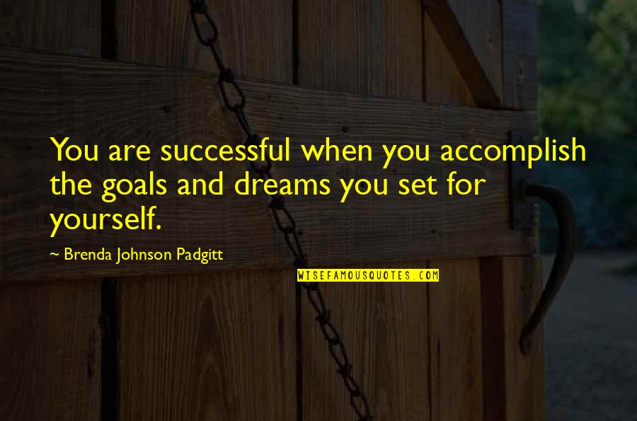 Set Yourself Up For Success Quotes By Brenda Johnson Padgitt: You are successful when you accomplish the goals