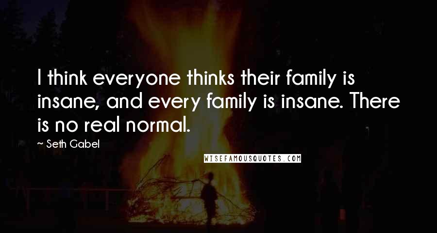 Seth Gabel quotes: I think everyone thinks their family is insane, and every family is insane. There is no real normal.