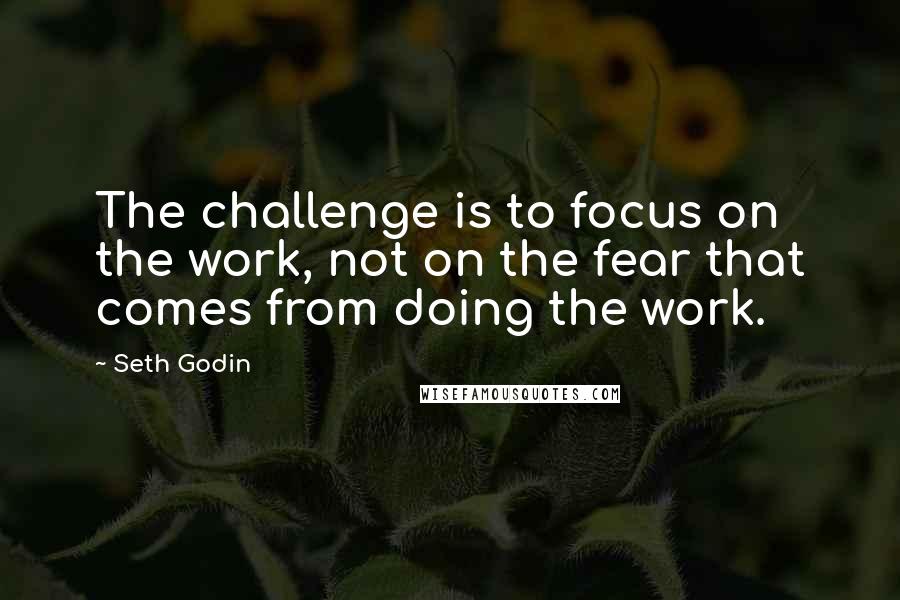 Seth Godin quotes: The challenge is to focus on the work, not on the fear that comes from doing the work.