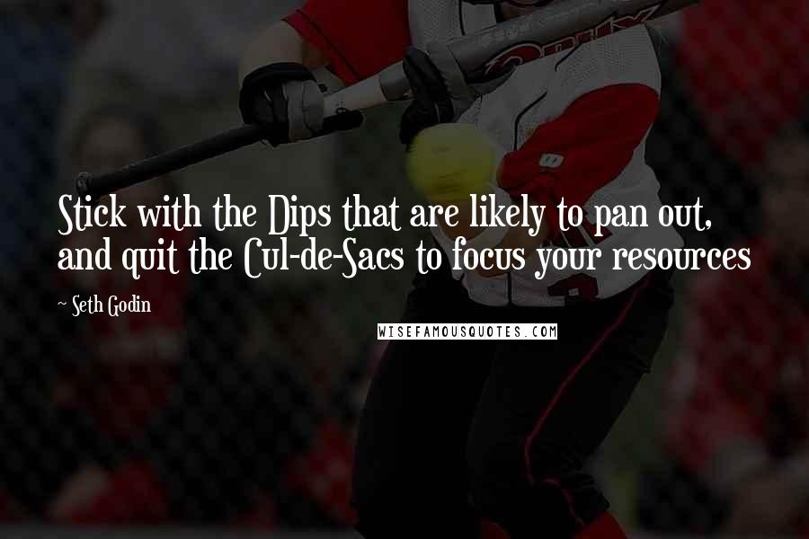 Seth Godin quotes: Stick with the Dips that are likely to pan out, and quit the Cul-de-Sacs to focus your resources