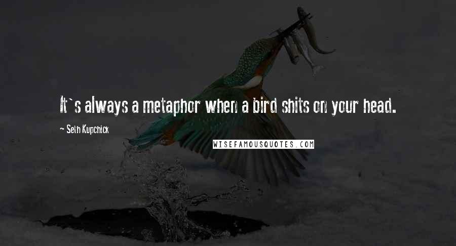 Seth Kupchick quotes: It's always a metaphor when a bird shits on your head.
