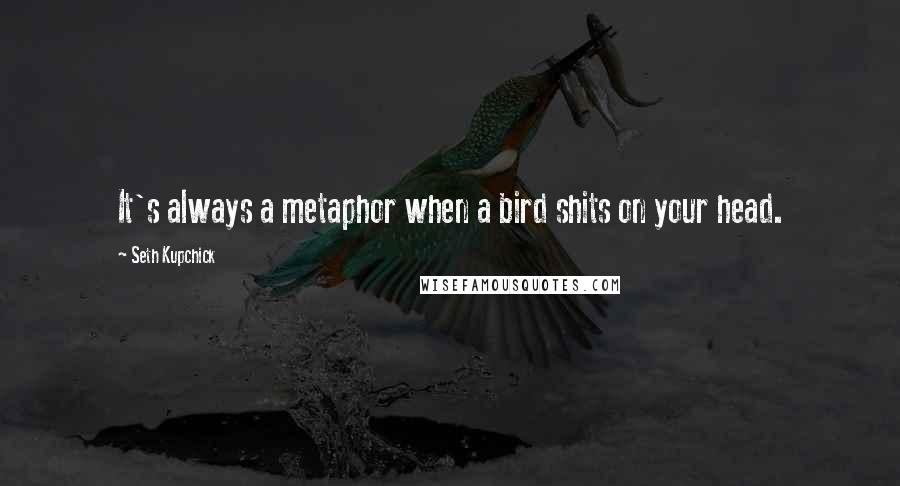 Seth Kupchick quotes: It's always a metaphor when a bird shits on your head.