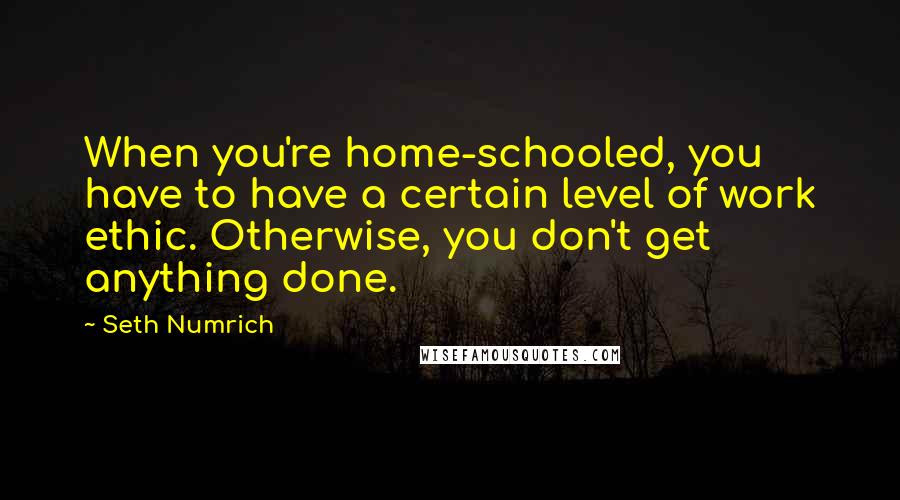 Seth Numrich quotes: When you're home-schooled, you have to have a certain level of work ethic. Otherwise, you don't get anything done.