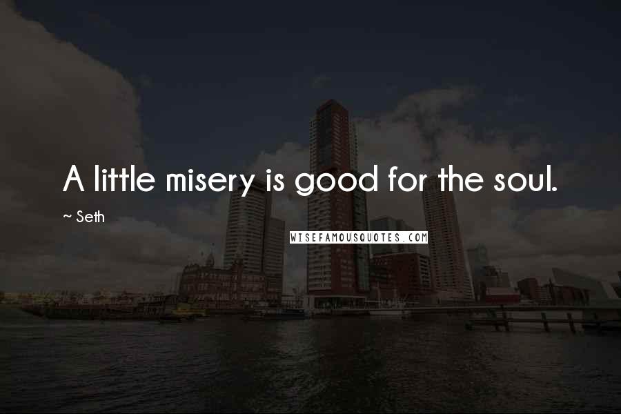 Seth quotes: A little misery is good for the soul.