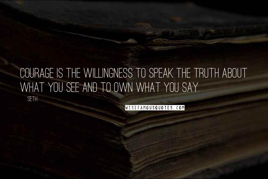 Seth quotes: Courage is the willingness to speak the truth about what you see and to own what you say.