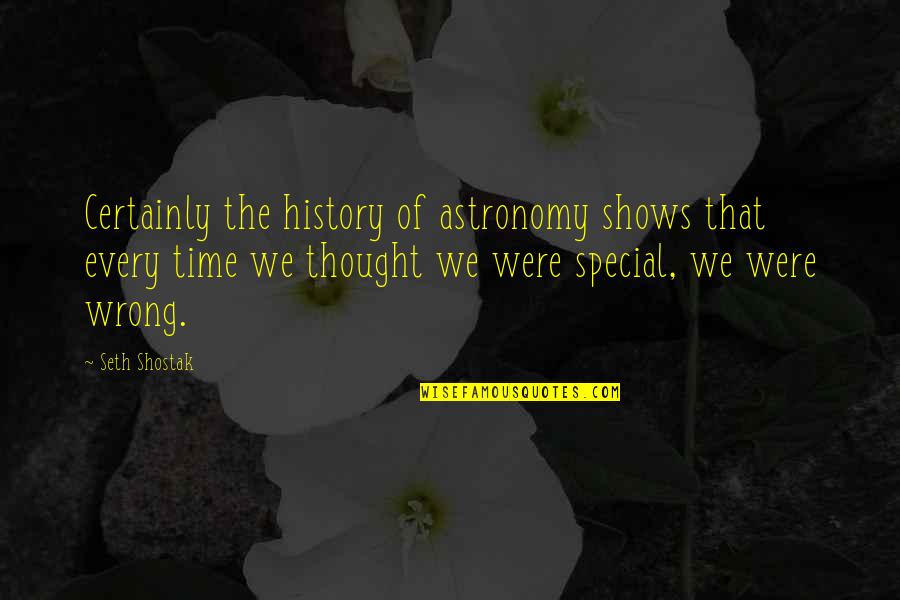 Seth Shostak Quotes By Seth Shostak: Certainly the history of astronomy shows that every