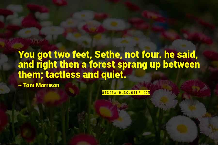 Sethe's Quotes By Toni Morrison: You got two feet, Sethe, not four. he