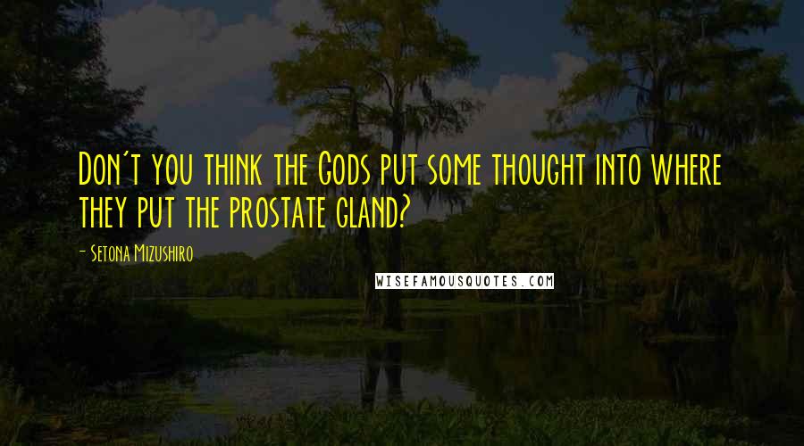 Setona Mizushiro quotes: Don't you think the Gods put some thought into where they put the prostate gland?