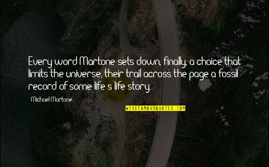 Sets Quotes By Michael Martone: Every word Martone sets down, finally, a choice