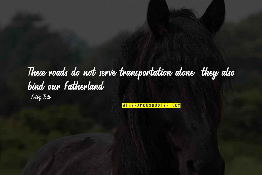 Setter Volleyball Quotes By Fritz Todt: These roads do not serve transportation alone, they