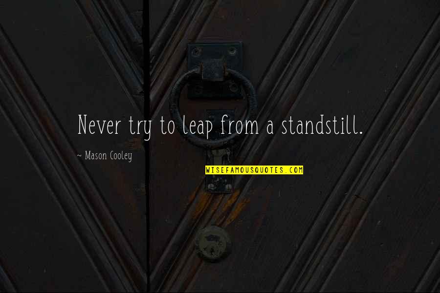 Settie Gee Quotes By Mason Cooley: Never try to leap from a standstill.