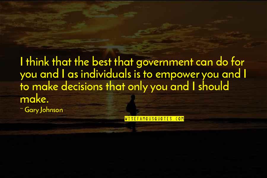 Setting In Pride And Prejudice Quotes By Gary Johnson: I think that the best that government can
