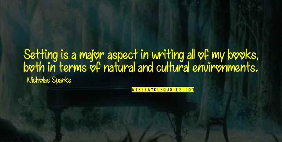 Setting In Writing Quotes By Nicholas Sparks: Setting is a major aspect in writing all