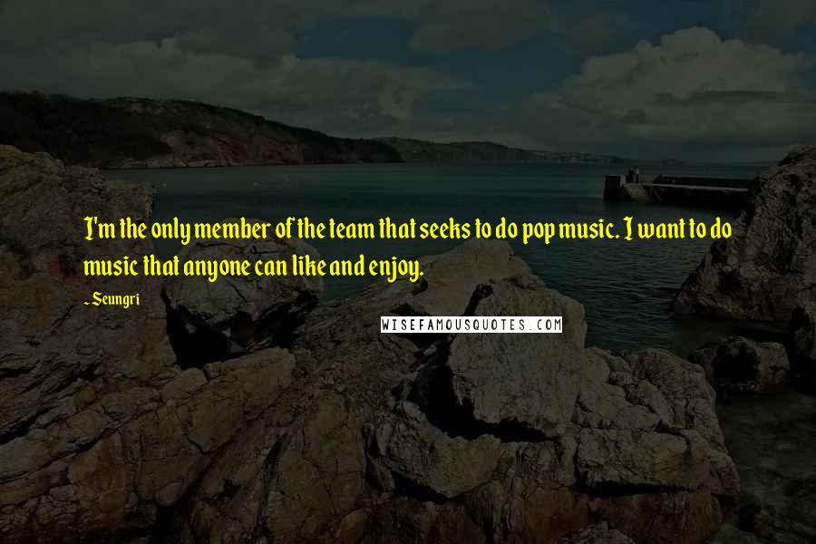 Seungri quotes: I'm the only member of the team that seeks to do pop music. I want to do music that anyone can like and enjoy.