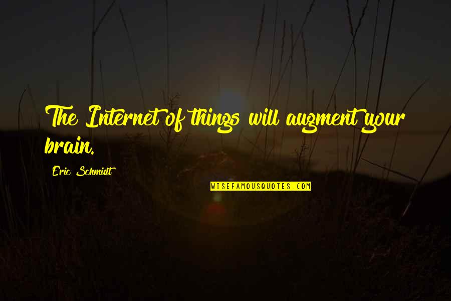 Sevdim Quotes By Eric Schmidt: The Internet of things will augment your brain.