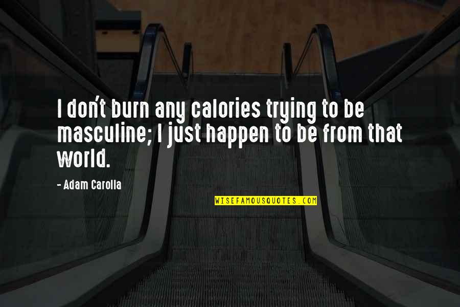 Sevece Imperfect Quotes By Adam Carolla: I don't burn any calories trying to be