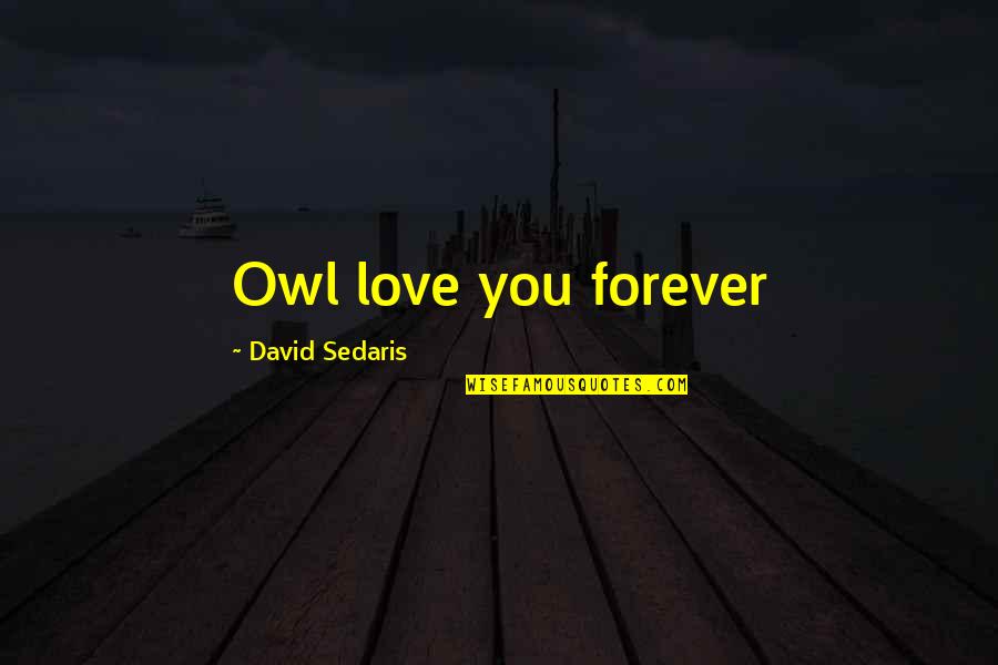 Seven Sacraments Quotes By David Sedaris: Owl love you forever