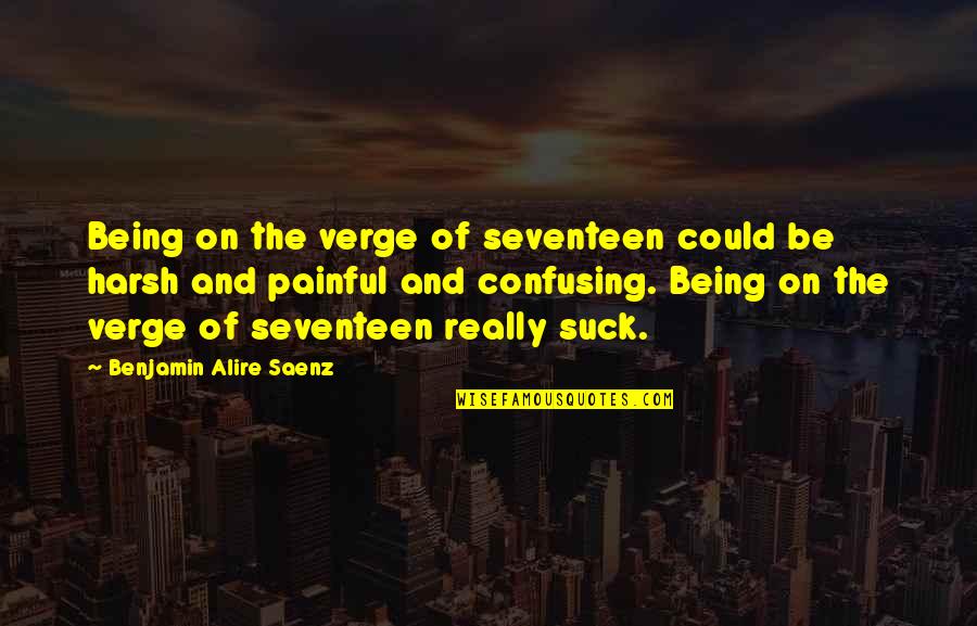 Seventeen's Quotes By Benjamin Alire Saenz: Being on the verge of seventeen could be