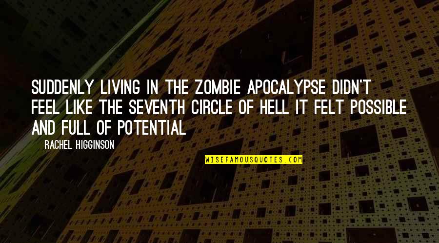 Seventh Quotes By Rachel Higginson: Suddenly living in the Zombie apocalypse didn't feel Seventh Quotes By Rachel Higginson: Suddenly living in the Zombie apocalypse didn't feel
