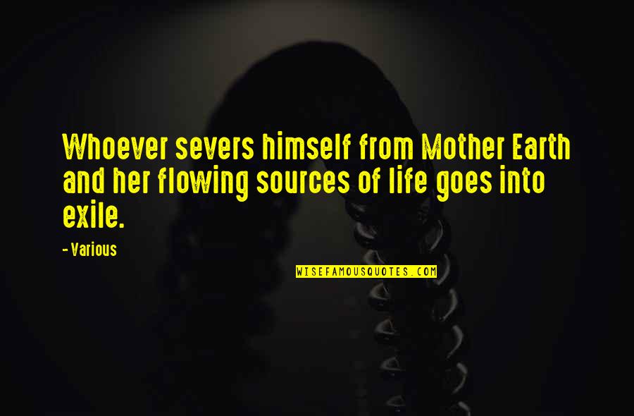 Severs Quotes By Various: Whoever severs himself from Mother Earth and her