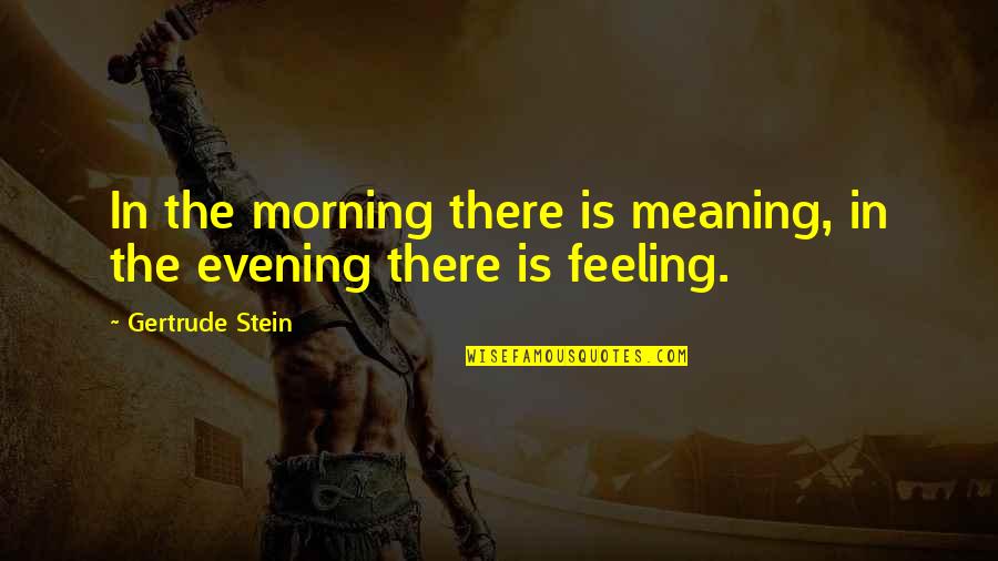 Sevgide G Nes Quotes By Gertrude Stein: In the morning there is meaning, in the