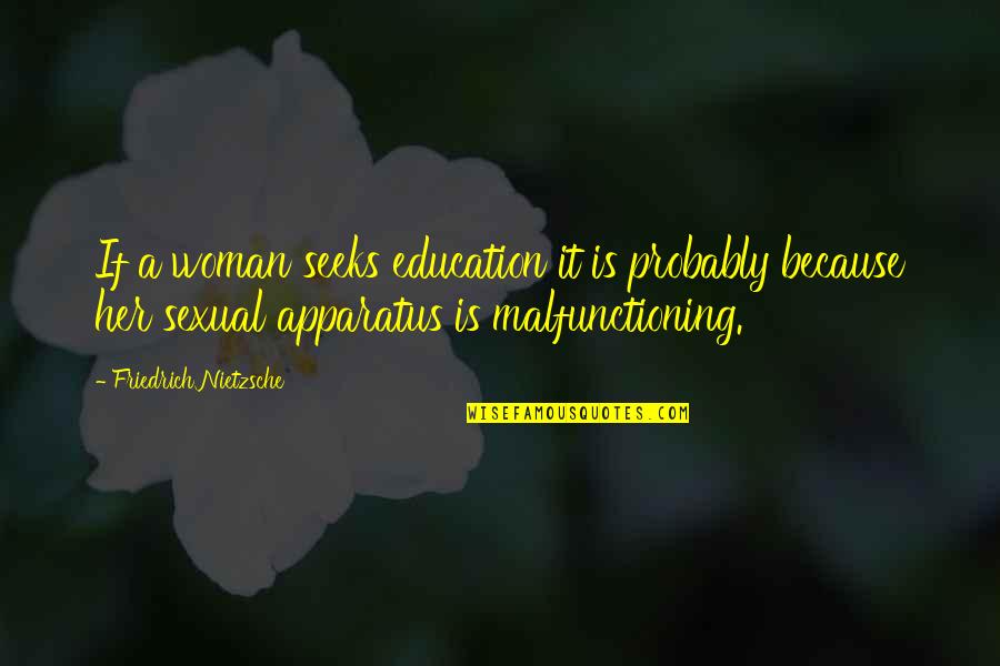 Sexual Education Quotes By Friedrich Nietzsche: If a woman seeks education it is probably