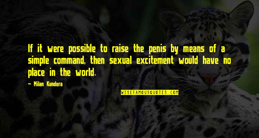 Sexual Excitement Quotes By Milan Kundera: If it were possible to raise the penis