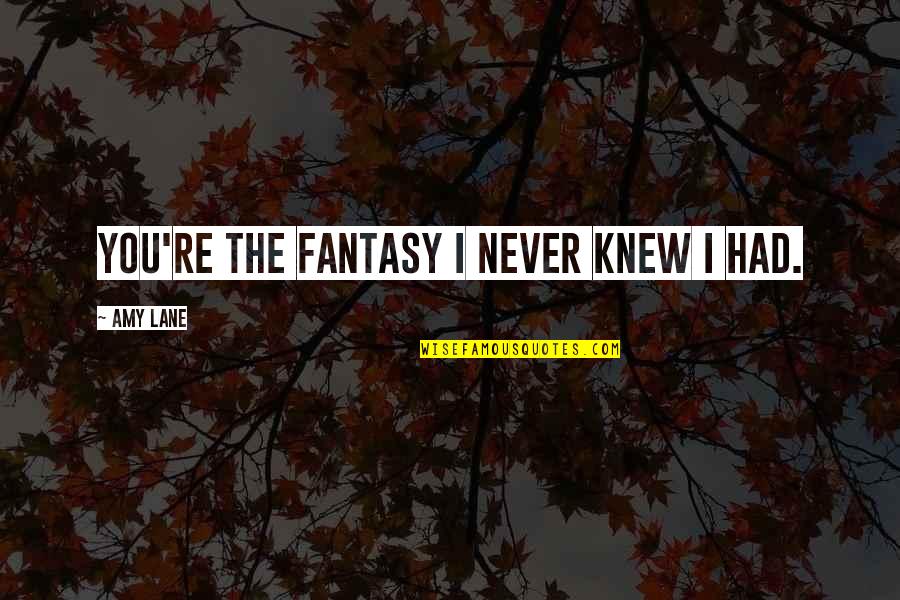 Sexual Fantasy Quotes By Amy Lane: You're the fantasy I never knew I had.