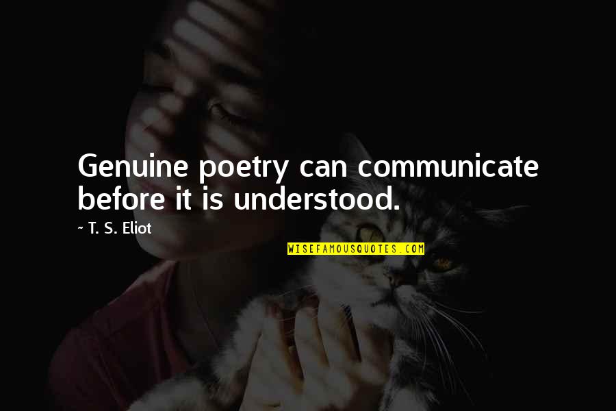 Seyed Ali Khamenei Quotes By T. S. Eliot: Genuine poetry can communicate before it is understood.