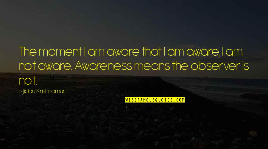Sfintii Zilei Quotes By Jiddu Krishnamurti: The moment I am aware that I am