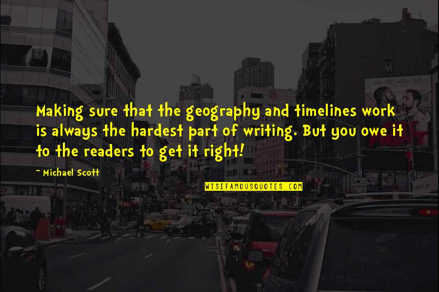Sgi Encouragement Quotes By Michael Scott: Making sure that the geography and timelines work Sgi Encouragement Quotes By Michael Scott: Making sure that the geography and timelines work